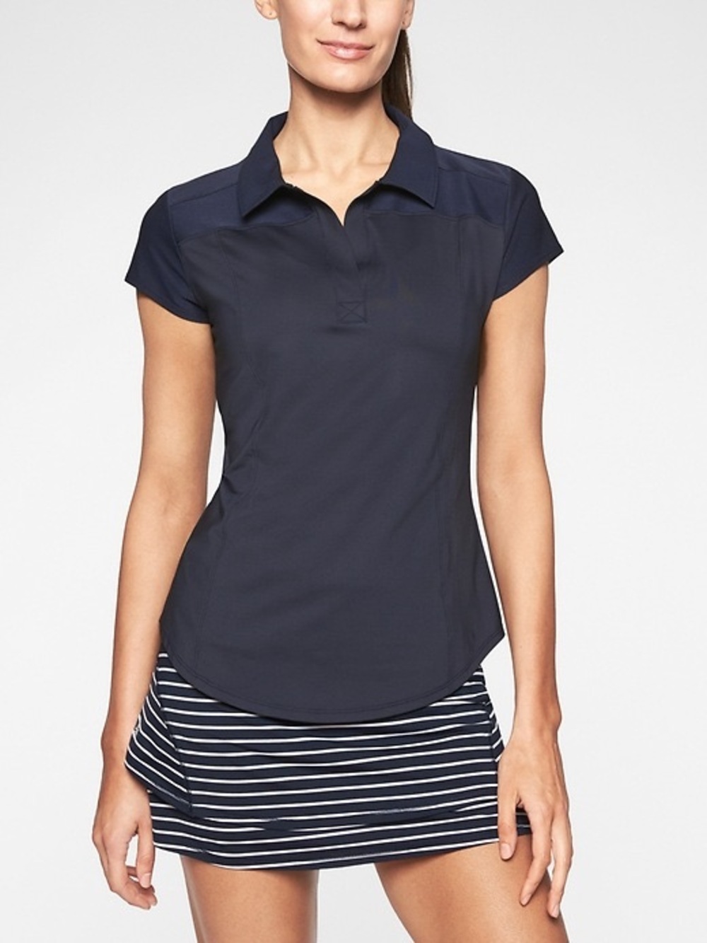 Athleta On Par Polo Shirt Navy Blue, Size Large (L) - Golf Tennis Pickleball